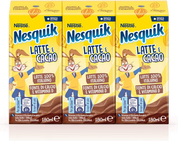 Nesquik Ready Drink Bevanda a Base di Latte con Cacao, 3 x 180ml